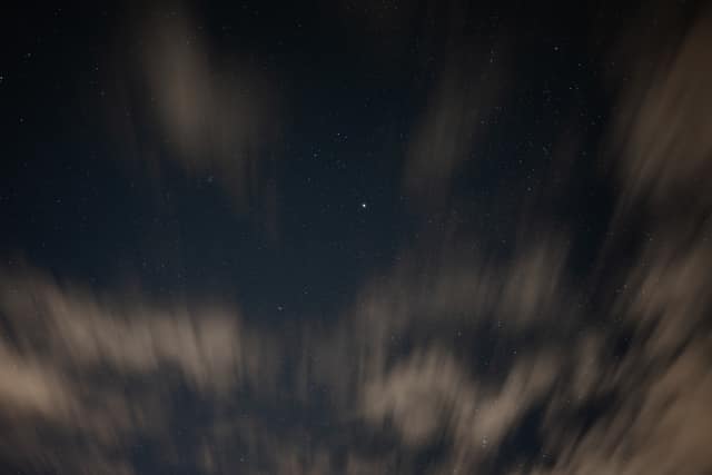 Night clouds smeared by long exposure