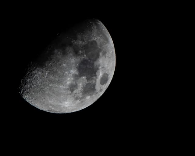 Half moon in sharp relief