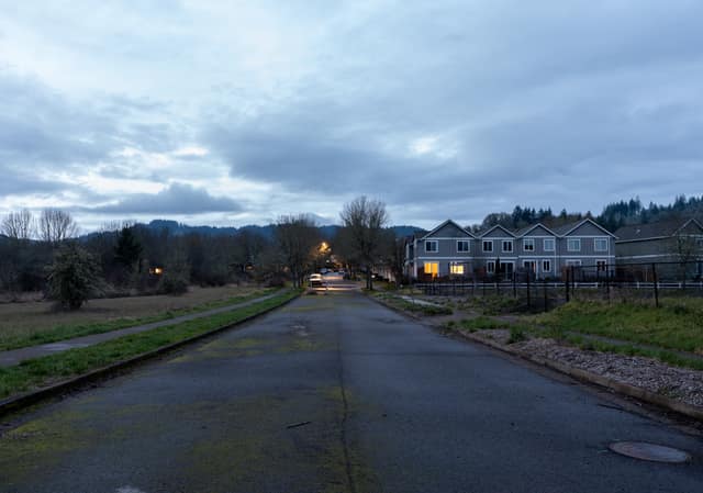 Quiet street at dusk