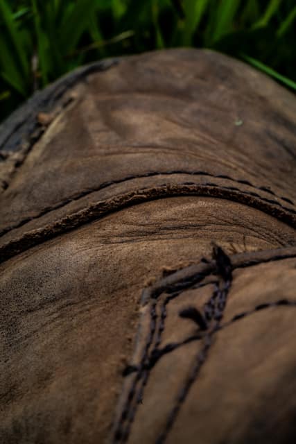 Boot seam detail in close-up