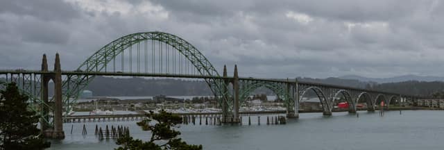 Yaquina Bay Bridge across the harbor