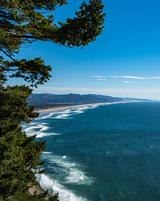 Blue coastline sweeping south from a headland