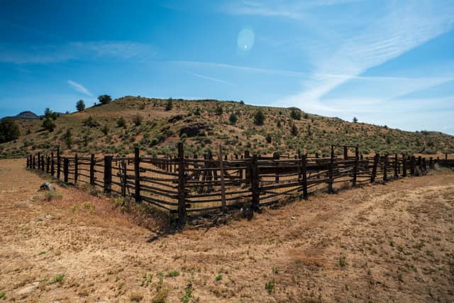 Old wooden corral in the high desert