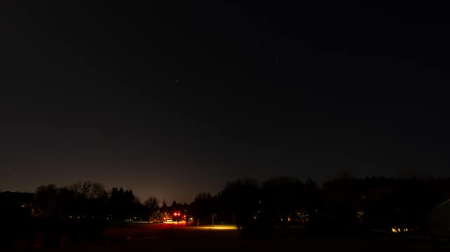 Night lights strung along the horizon